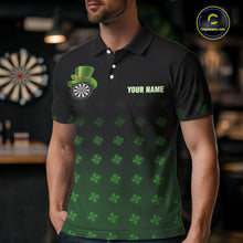 Load image into Gallery viewer, Black And Green St Patrick Day Shamrock Darts Shirt For Men Custom Lucky Darts Team Jersey TDM5705