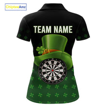 Load image into Gallery viewer, Black And Green St Patrick Day Shamrock Darts Shirt For Women Custom Lucky Darts Team Jersey TDM5705
