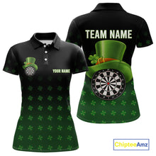 Load image into Gallery viewer, Black And Green St Patrick Day Shamrock Darts Shirt For Women Custom Lucky Darts Team Jersey TDM5705