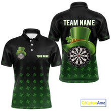 Load image into Gallery viewer, Black And Green St Patrick Day Shamrock Darts Shirt For Men Custom Lucky Darts Team Jersey TDM5705