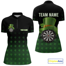 Load image into Gallery viewer, Black And Green St Patrick Day Shamrock Darts Shirt For Women Custom Lucky Darts Team Jersey TDM5705