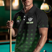 Load image into Gallery viewer, Black And Green 8 Ball Pool Shamrock Billiard Shirt For Men Custom St Patrick Day Billiard Jersey TDM5706