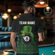 Load image into Gallery viewer, Black And Green 8 Ball Pool Shamrock Billiard Shirt For Men Custom St Patrick Day Billiard Jersey TDM5706