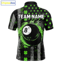 Load image into Gallery viewer, Green Grunge US Flag Luckiest Shamrock Billiard Shirt For Men Custom St Patrick Day Pool Jersey TDM5710