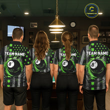 Load image into Gallery viewer, Green Grunge US Flag Luckiest Shamrock Billiard Shirt For Women Custom St Patrick Day Pool Jersey TDM5710