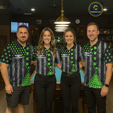 Load image into Gallery viewer, Green Grunge US Flag Luckiest Shamrock Billiard Shirt For Women Custom St Patrick Day Pool Jersey TDM5710