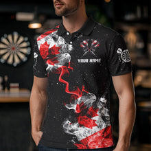 Load image into Gallery viewer, Custom Grunge Canada Flag Smoke Dart Shirt For Men, Patriotic Darts Jersey TDM3552