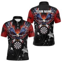 Load image into Gallery viewer, Personalized Fire American Flag Eagle Darts Shirts For Men Custom Pride Patriotic Dart Jerseys TDM3714