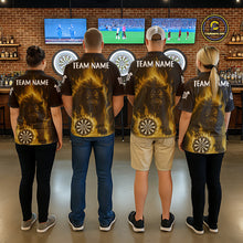 Load image into Gallery viewer, Yellow Flaming Lion Darts Shirts For Men Custom Fire Darts League Jersey Team Polo &amp; 1/4 Zip TDM6066