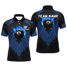 Load image into Gallery viewer, Personalized Blue 8 Ball Pool Lightning Custom Billiard Shirts For Men, Team League Billiard Jersey TDM1808
