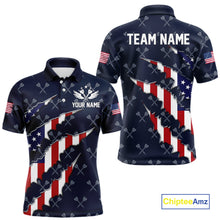 Load image into Gallery viewer, Personalized American Flag Navy Dart Pattern Polo &amp; Quarter Zip For Men, Patriotic Darts Jersey TDM4996