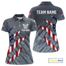 Load image into Gallery viewer, American Flag Grey Grunge Darts Polo &amp; Quarter Zip Custom Dart Shirt For Women Patriotic Dart Jersey TDM4998
