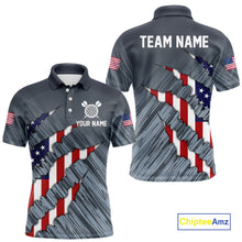 Load image into Gallery viewer, American Flag Grey Grunge Darts Polo &amp; Quarter Zip Custom Dart Shirt For Men Patriotic Dart Jersey TDM4998