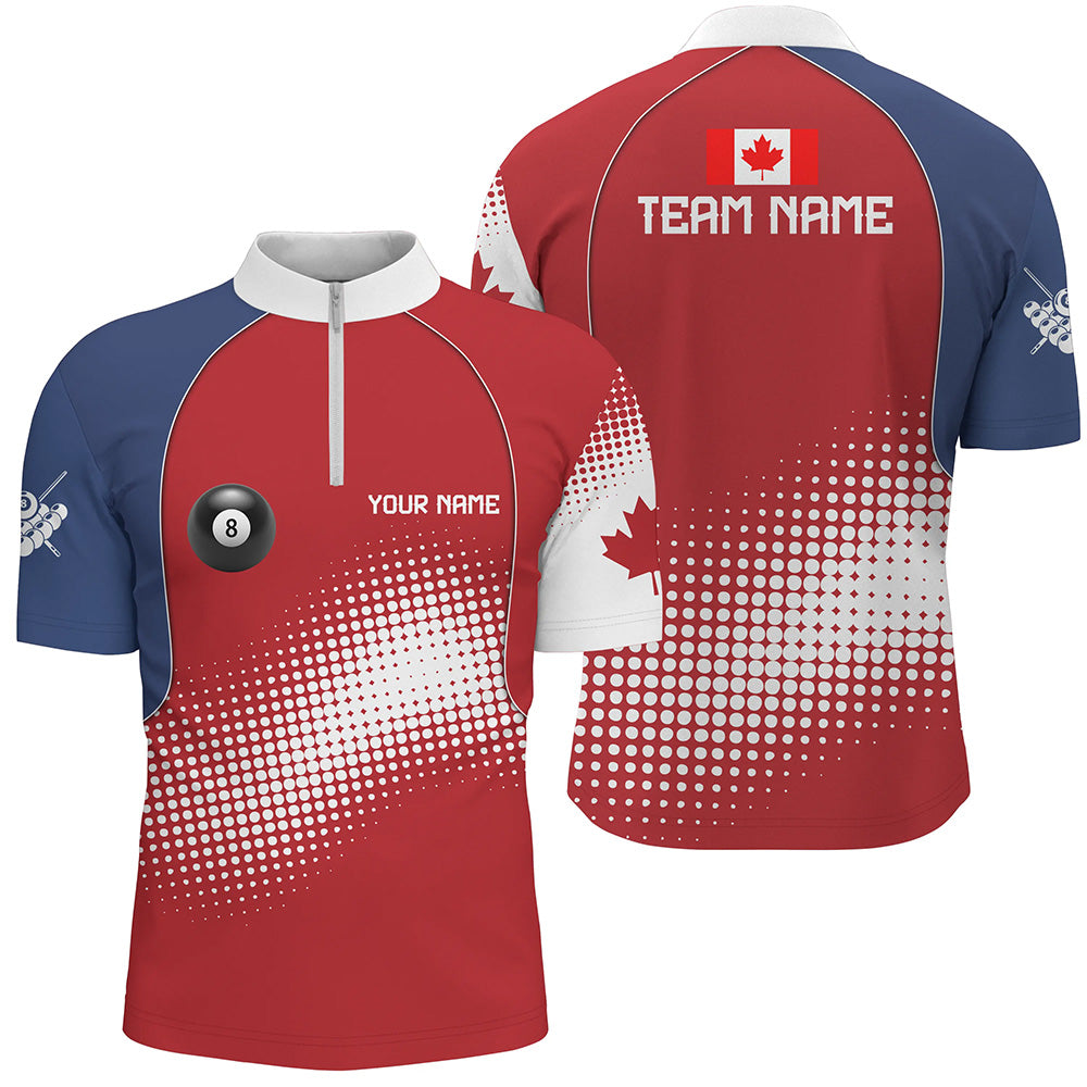 Personalized Canadian Flag Billiard Men Quarter-Zip Shirts, Canada Billiard Team Uniform TDM0718