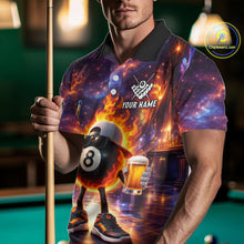 Load image into Gallery viewer, Flame 8 Ball Billiard Shirt For Men Custom Funny Pool Shirt, Billiard Team Jersey Polo &amp; 1/4 Zip TDM5714