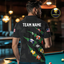Load image into Gallery viewer, Personalized Scratch Black 8 Ball Billiard Shirt For Men, Pool Team Jersey Polo 1/4 Zip |Green TDM6070