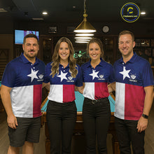 Load image into Gallery viewer, Personalized Vintage Texas Flag Billiard Shirt For Women, Patriotic Pool Team Jersey Polo &amp; 1/4 Zip TDM6331