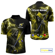 Load image into Gallery viewer, Yellow Grim Reaper Billiard Shirts For Men Custom Thunder Lightning Team League Billiard Jerseys TDM3986