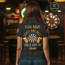 Load image into Gallery viewer, Darts And Beer That&#39;s Why I&#39;m Here Custom Skeleton Dart Shirts For Women, Funny Drinking Jerseys TDM3989