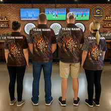 Load image into Gallery viewer, Personalized Hibiscus Flower Flame Darts Shirt For Men, Tribal Darts Team Jersey Polo &amp; 1/4 Zip TDM6502