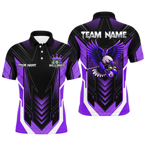 Personalized Funny Eagle Billiard Shirts For Men Custom Name Purple Billiard Balls Sports Jerseys TDM2224