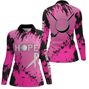 Breast Cancer Awareness Custom Pink Camo Women Golf Polo Shirts, Golf Outfit For Ladies, Golfing Gift TDM2495