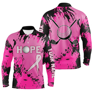 Breast Cancer Awareness Custom Pink Camo Men Golf Polo Shirts, Golf Outfit For Men, Golfing Gift TDM2495