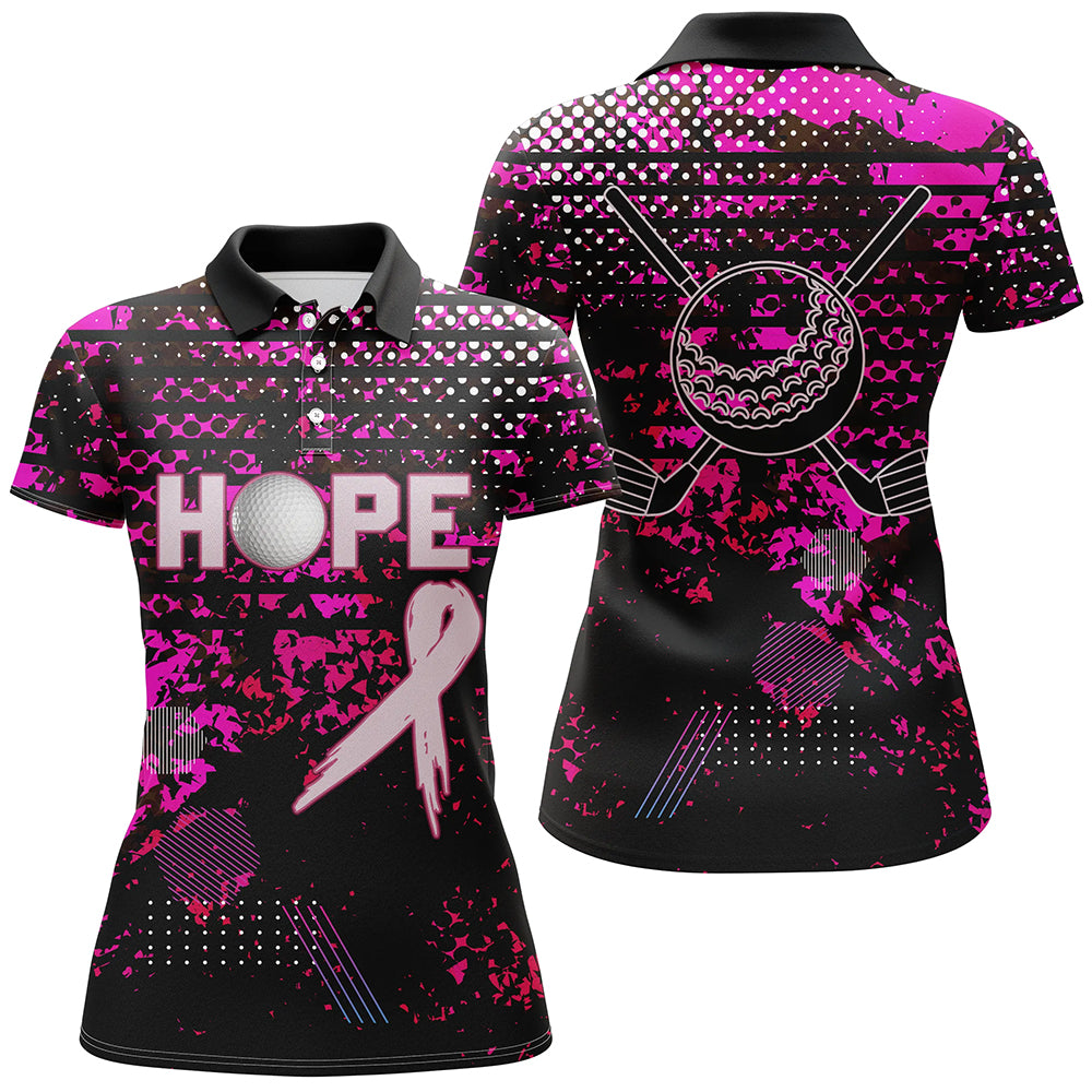 Breast Cancer Awareness Custom Pink Camo Women Golf Polo Shirts, Golf Outfit For Ladies, Golfing Gift TDM2496