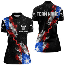Load image into Gallery viewer, Customized Grunge Puerto Rico Flag Smoke Darts Polo &amp; 1/4 Zip, Patriotic Darts Jerseys For Women TDM2497