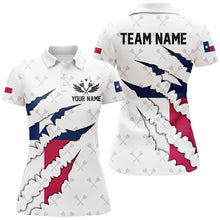 Load image into Gallery viewer, Texas Flag Darts Pattern Custom Polo &amp; Quarter-Zip Shirts For Women, White Patriotic Darts Jerseys TDM2729