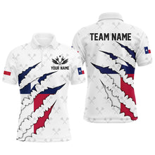 Load image into Gallery viewer, Texas Flag Darts Pattern Custom Polo &amp; Quarter-Zip Shirts For Men, White Patriotic Darts Jerseys TDM2729