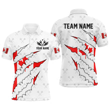 Load image into Gallery viewer, Canada Flag Darts Pattern Custom Polo &amp; Quarter-Zip Shirts For Men, White Patriotic Darts Jerseys TDM2730