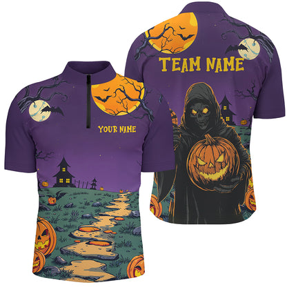 Purple Halloween Spook Night Custom Men Dart Shirts,  Grim Reaper Halloween Darts Gifts TDM2738