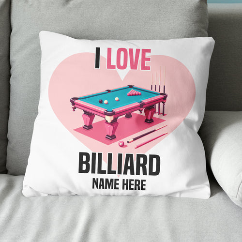 Personalized I Love Billiard Throw Pillows, Best Pool Valentine Pillows TDM0904