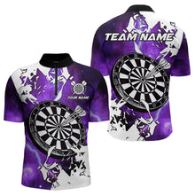 Load image into Gallery viewer, Lightning Grunge Dartboard Custom 3D Printed Darts Shirts For Men, Darts Team Jerseys |Purple TDM3724