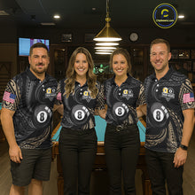 Load image into Gallery viewer, Personalized 8 Ball 9 Ball Tribal Billiard Shirt For Men Custom Pool Team Jersey Polo &amp; 1/4 Zip TDM6335