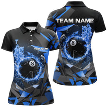 Load image into Gallery viewer, Blue 8 Ball Pool Fire Break Glass Custom Billiard Shirts For Women Team League Billiard Jerseys TDM1825