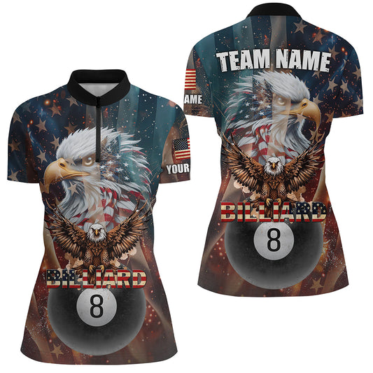 American Flag Billiard 8 Ball Pool Custom Eagle Billiard Shirt For Women, Patriotic Billiard Jersey TDM1827