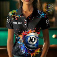 Load image into Gallery viewer, Funny 10 Ball Pool Colorful Paint Splash Custom Billiard Shirt For Women, Billiard Team Jerseys TDM4346