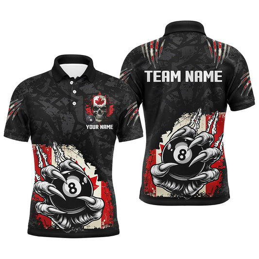 Funny Claw Tearing Canada Flag 8 Ball Pool Custom Men Billiard Shirts, Patriotic Billiard Jerseys TDM2231