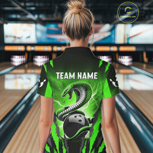 Load image into Gallery viewer, Green Thunder Lightning Cobra Snake Bowling Shirts For Women Custom Bowling Jersey Polo &amp; 1/4 Zip TDM6084