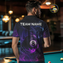 Load image into Gallery viewer, Personalized 3D Purple Billiard Jerseys For Men, Lightning 8 Ball Pool Billiard Team Shirts TDM4010