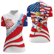 Load image into Gallery viewer, Personalized 3D Billiard Balls American Flag Pool Shirts For Women, Patriotic Billiard Team Jerseys TDM2028