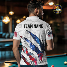 Load image into Gallery viewer, Custom Glowing American Flag 8 Ball Billiard Shirt For Men, Patriotic Billiard Team Jerseys |White TDM4596