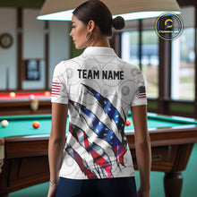 Load image into Gallery viewer, Custom Glowing American Flag 8 Ball Billiard Shirt For Women, Patriotic Billiard Team Jerseys |White TDM4596
