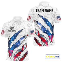 Load image into Gallery viewer, Custom Glowing American Flag 8 Ball Billiard Shirt For Men, Patriotic Billiard Team Jerseys |White TDM4596