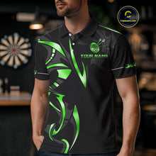 Load image into Gallery viewer, Black And Green Dartboard Crown Dart Shirts For Men Custom Dart Jersey Team Polo &amp; Quarter Zip TDM4791