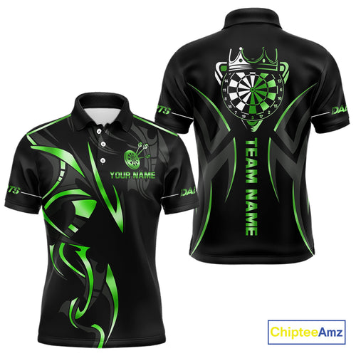 Black And Green Dartboard Crown Dart Shirts For Men Custom Dart Jersey Team Polo & Quarter Zip TDM4791