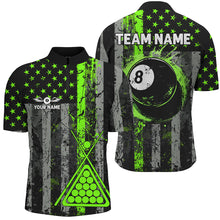 Load image into Gallery viewer, Custom Green Grunge US Flag Patriotic Men Billiard Shirts, Retro 8 Ball Pool Billiard Team Jersey TDM2751