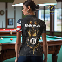 Load image into Gallery viewer, Billiard Skull 8 Ball Crown US Flag Polo &amp; 1/4 Zip Pool Team Shirt For Women Custom Billiard Jersey TDM6353
